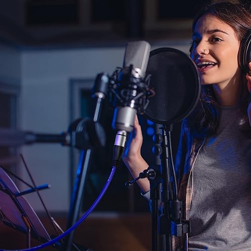 Miniatura 6 de EBXYA - Cable XLR de 25 pies, 2 unidades, para micrófono y bocina, conector equilibrado, prémium, con 3 pines, macho a hembra (color azul)