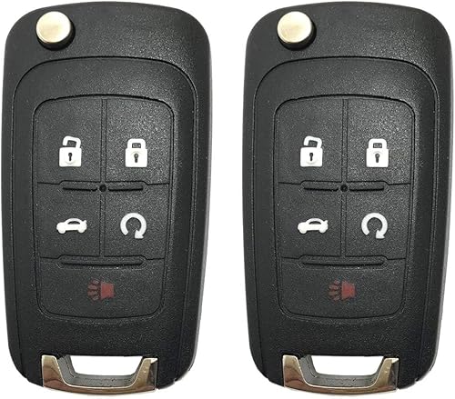 Miniatura 2 de Funda de repuesto para llavero de 5 botones para Chevy Malibu Camaro, Cruze, Equinox, Impala, Sonic, entrada sin llave, control remoto (paquete de 2)