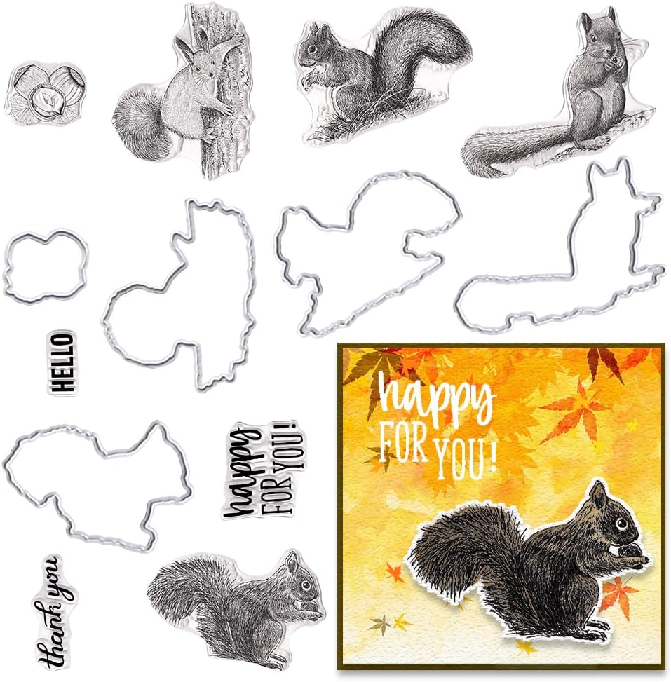 ALIBBON 3 Cute Cats Clear Stamps and Dies for Card Making