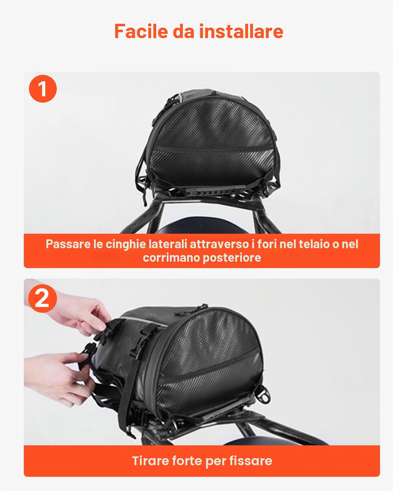 VEVOR Borsa Posteriore per Moto, Espandibile 10 L, Impermeabile, Antipioggia, Zaino, Tracolle, Tasca, Nero