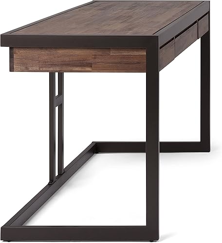 Miniatura 85 de SIMPLIHOME Erina Desk - Escritorio de madera maciza de acacia y metal de 60 pulgadas de ancho en color marrón carbón envejecido, mesa industrial