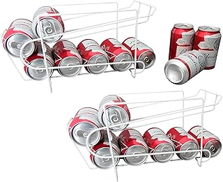 HOMOKUS 2 Pack 2-Tier Soda Can Organizer for Refrigerator, Can Holder, Soda Dispenser, Holds 10 Cans, Wire Frame with Ant...