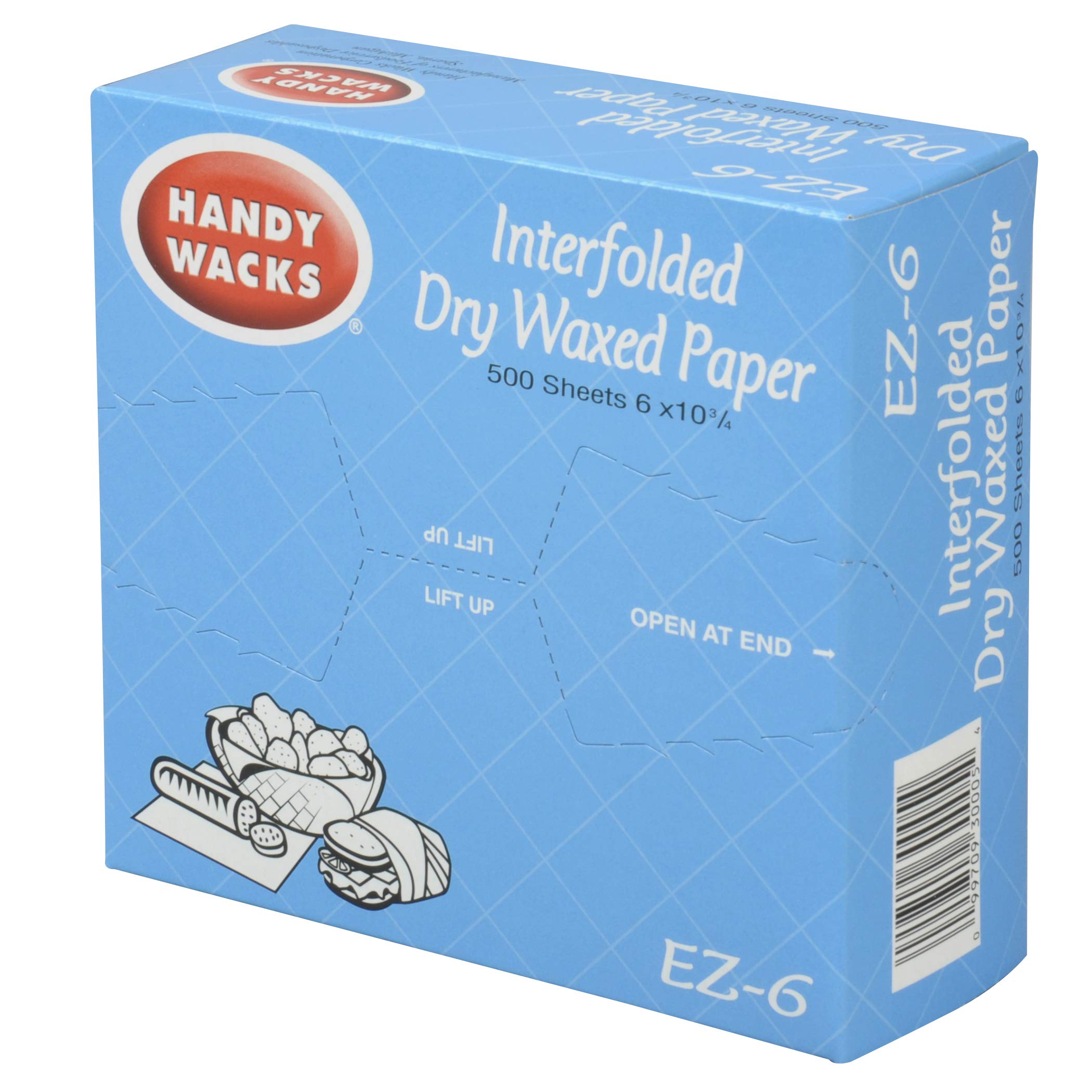 Handy Wacks Interfolded Deli Paper, 500 sheets per pack - 12 per case.