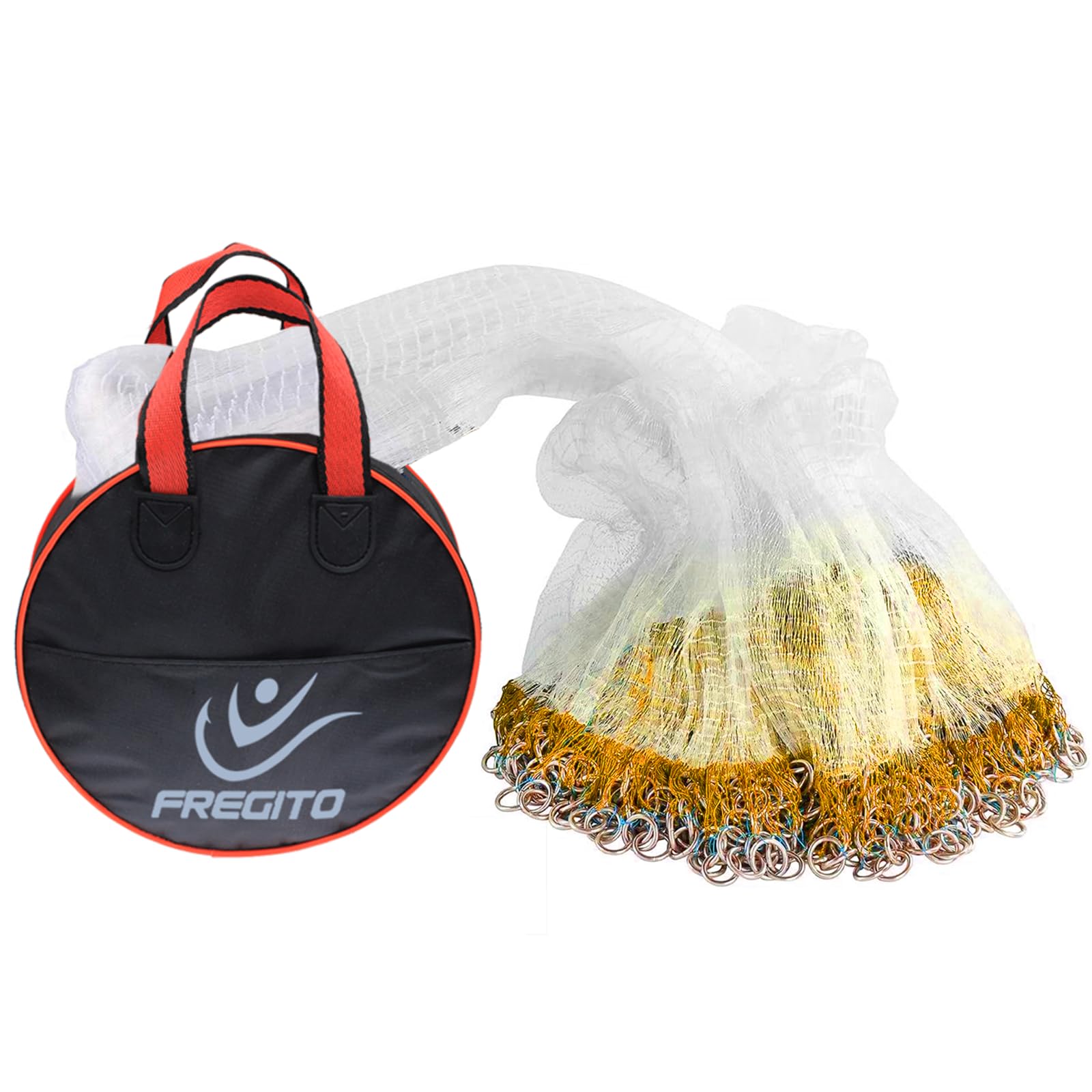 Nylon Monofilament Cast net,Japanese & Korean Style Throw Cast Net, with Iron Chain Weights Saltwater and Freshwater, Fishing Cast Net for Bait Trap Fish 3/8
