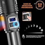 Relybo Lampe Torche Led Ultra Puissante, 1000000 Lumens Lampe De Poche Led Ultra Puissante, 9 Modes & Éclairage Latéral Cob, Lampe Torche Rechargeable Usb, Lampe Tactique Pour Camping Urgence - 4