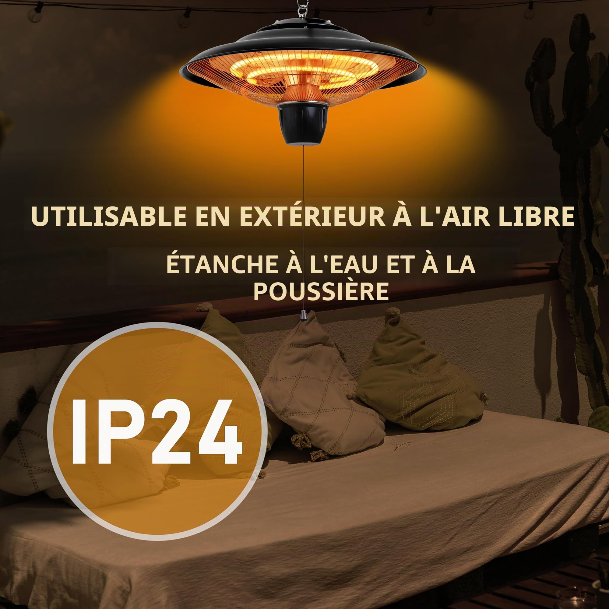DONYER POWER Chauffage extérieur pour jardin, terrasse, chauffage halogène 800 W et 2000 W pour serre et tente