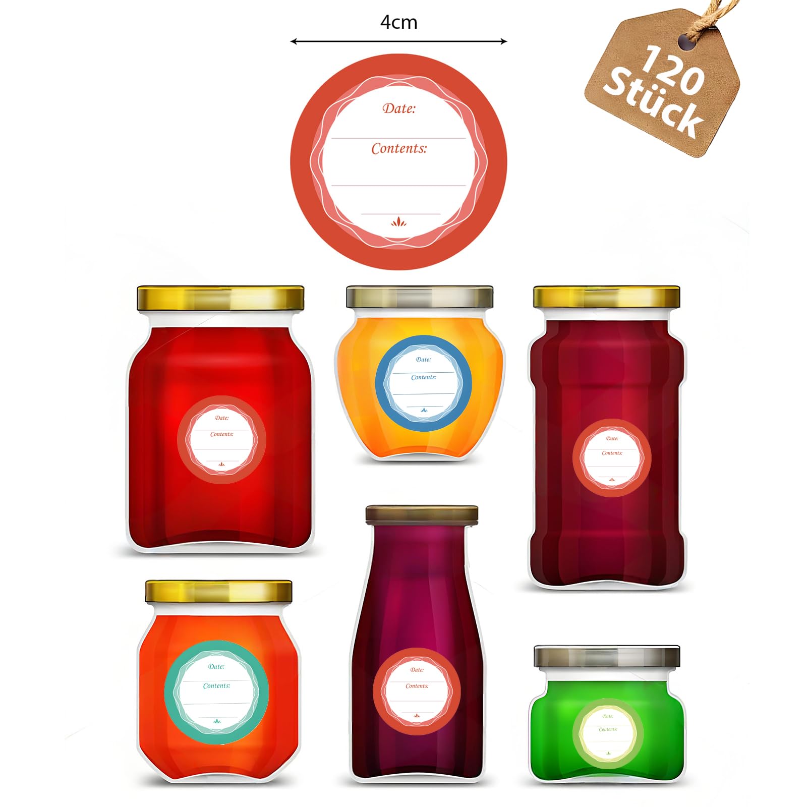 Lot De 120 étiquettes Autocollantes Pour Confitures, Pots à