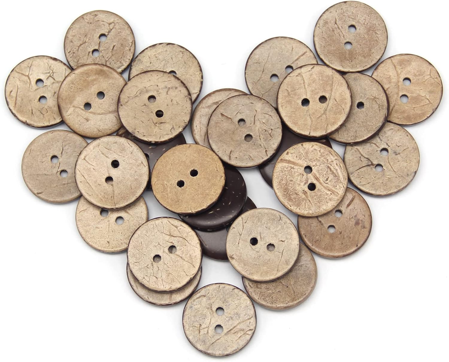 100pcs 20mm(0.787inch) Brown Natural Coconut Shell Buttons, 2 Holes Eco-Friendly Wooden Buttons for Sewing, Children Handmade Scrapbooking, Baby Clothes, DIY Crafts