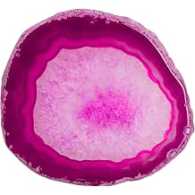 Set of 2 Polished Agate Slice Coasters Geode Slab Place Cards for Wedding, Irregular Agate Stone Slab Decoration for Home Office, Pink