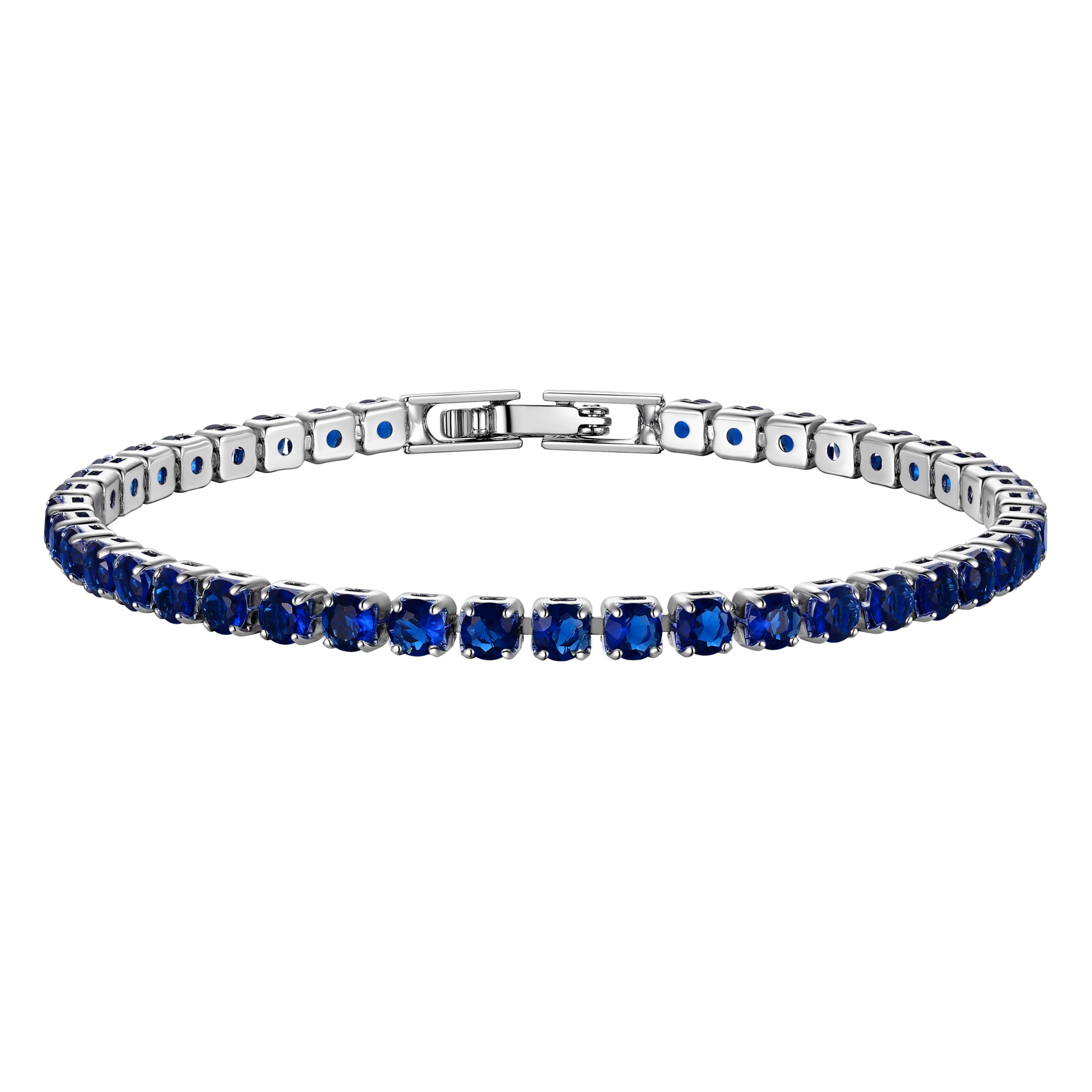 Just Being Cute Tennisarmband Armband Damen mit Rosa Blauen Grünen Steinen | 3mm Tennis Bracelet Silber/Gold mit 5A+ Zirkonia Geschenk Geburtstag Weihnachten Valentinstag für Frauen Freundin 16.5-19cm