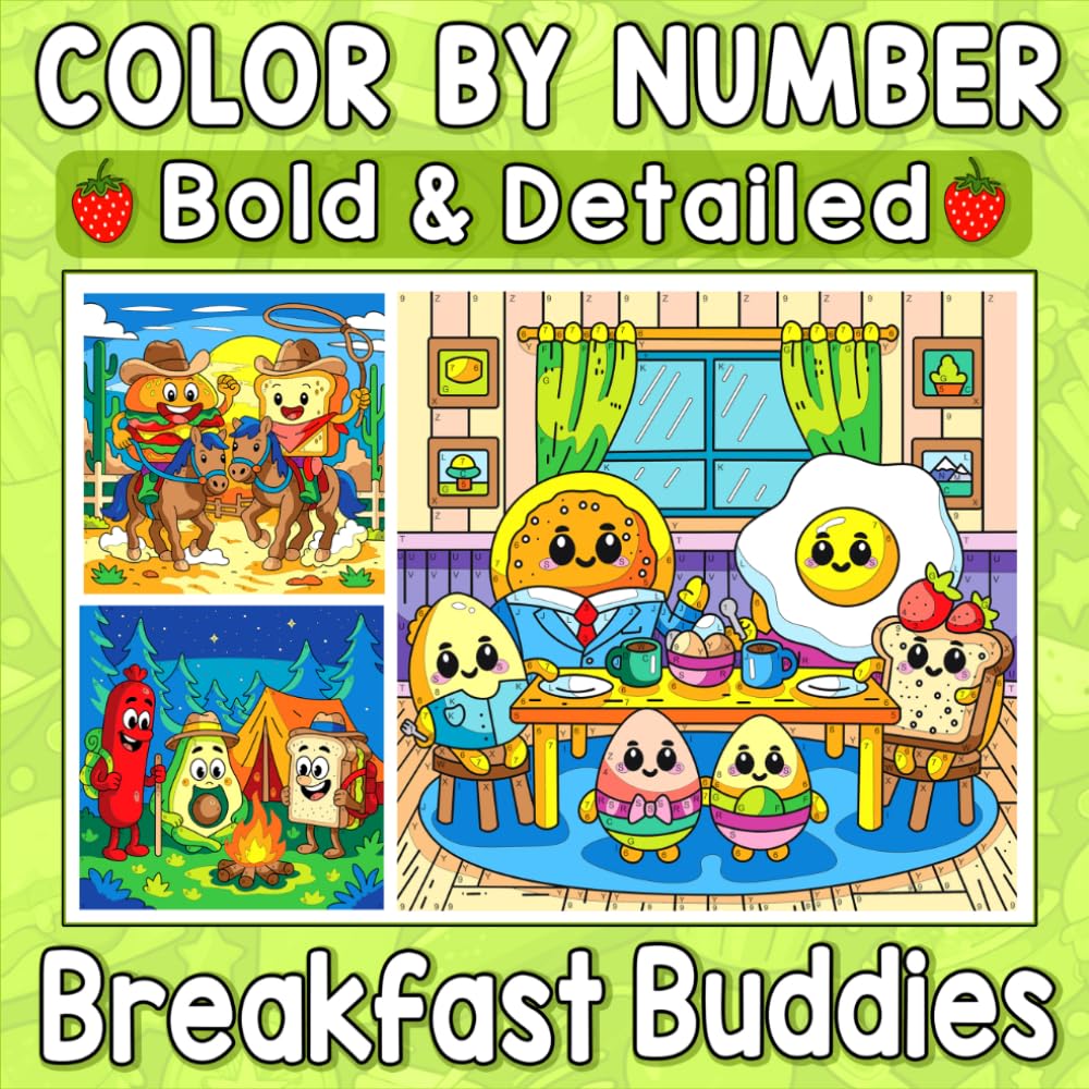 Color By Number Bold & Detailed Breakfast Buddies: A Cozy Collection of Cheerful Morning Characters for Relaxation and Creative Joy