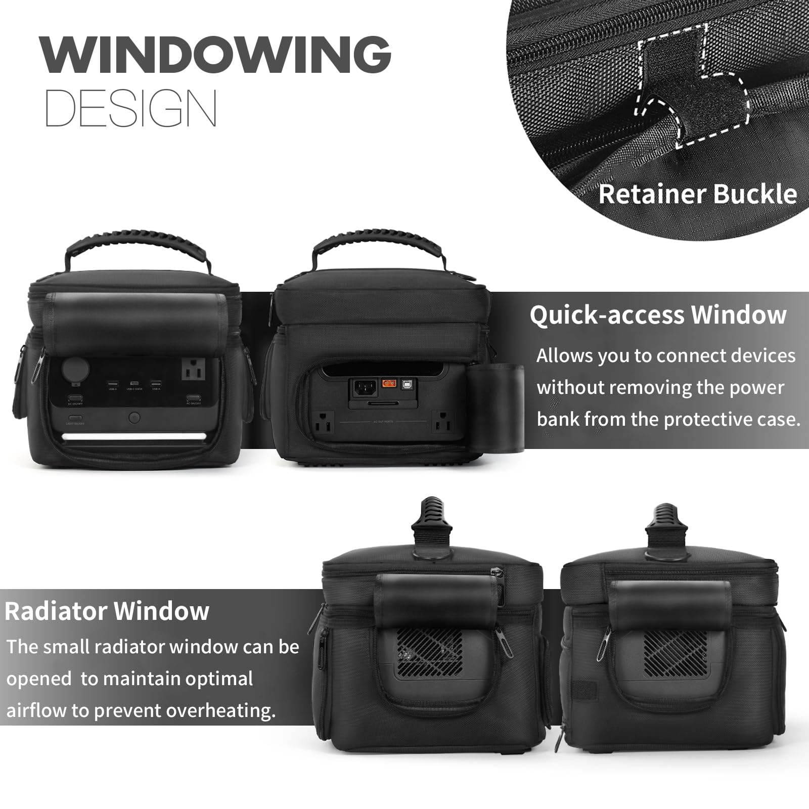 Funda de Transporte para Central eléctrica Compatible con ECOFLOW River 3 Plus, Bolsa de Almacenamiento de Viaje para generador, Cable de Carga y Accesorios, con Acceso rápido y Ventanas con