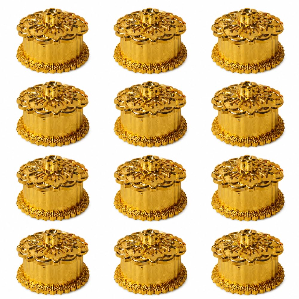 Golden Kumkum Box Pack of 12 | Decorative Style, Haldi Kumkum Storage, Pooja Essentials, Multi-Purpose Container, Return Gift-image-17