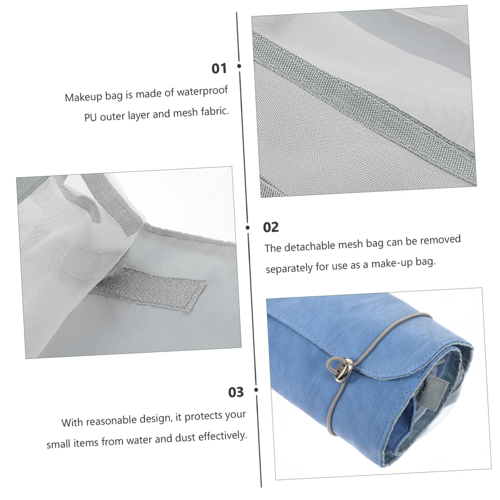 Organizador de Artículos de Tocador de Viaje para Mujer, Bolsa de Maquillaje Desmontable de Gran Capacidad, Material PU Cremallera, Práctica para Uso Diario y Viajes