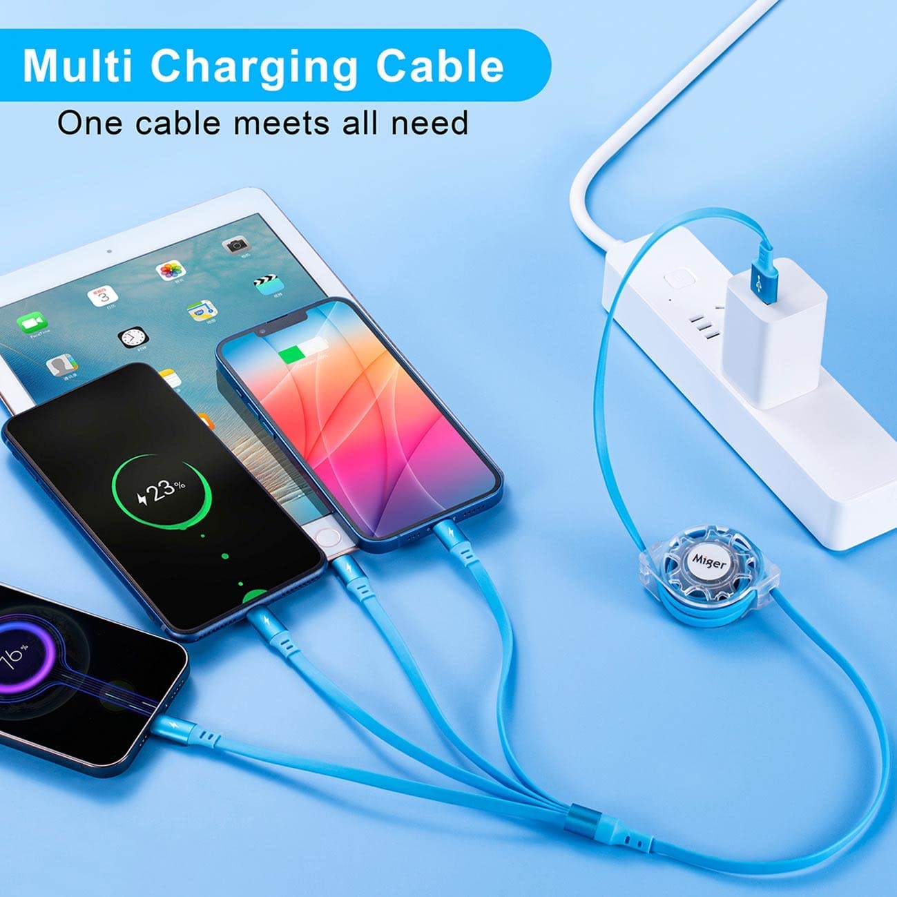 Minlu 4-in-2 Multi USB Kabel 1,8 M – Mit Lightning, USB-C, Micro-USB, 3,5A Schnellladung & Datenübertragung
