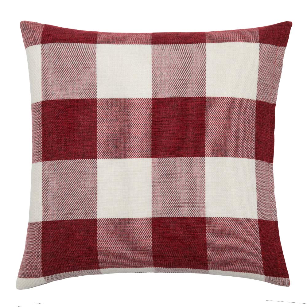 Home Essential - Set di 2 federe per cuscino a quadretti, traspiranti