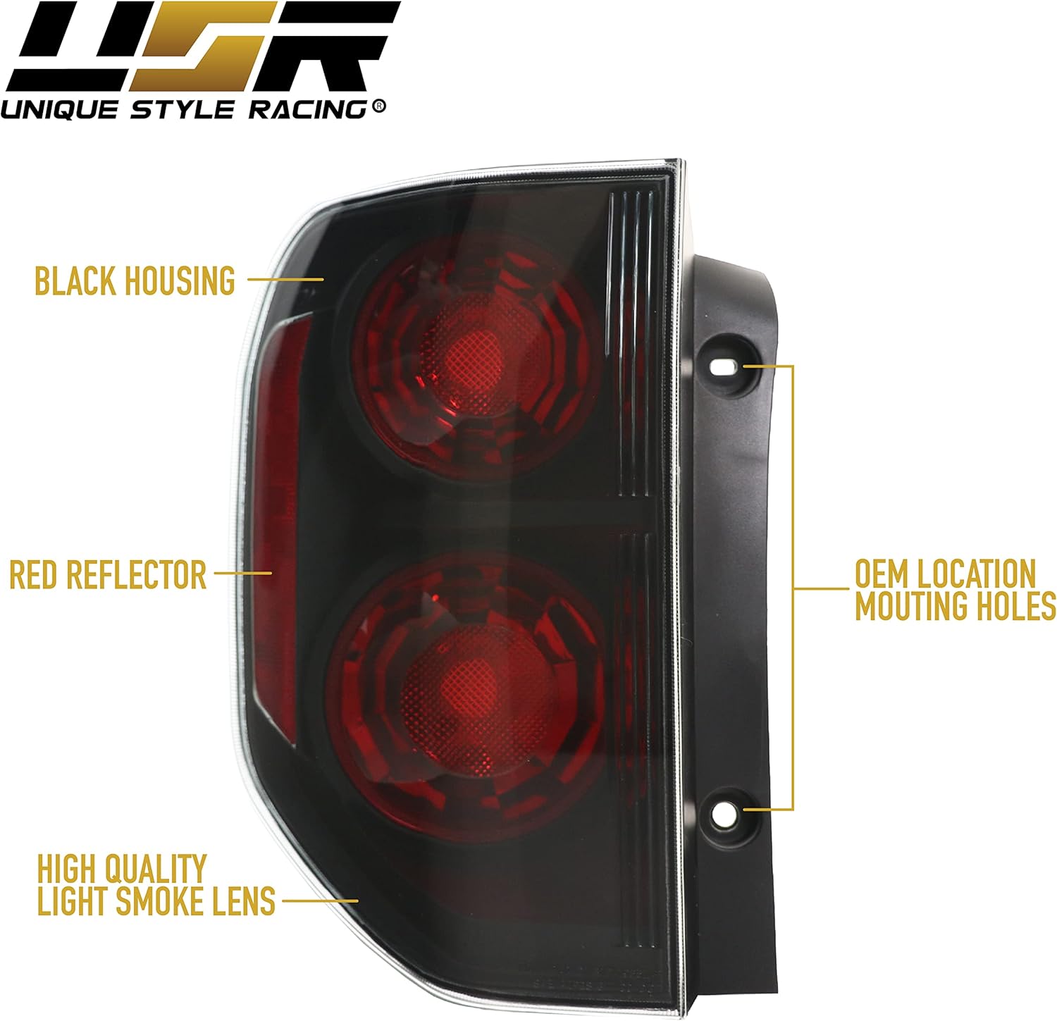 USR DEPO 03-08 Honda Pilot Tail Lights - Facelift JDM Style Black Housing Light Shade of Smoke Lens Rear Tail Lamps Set (Left + Right) Compatible with 2003-2008 Honda Pilot SUV