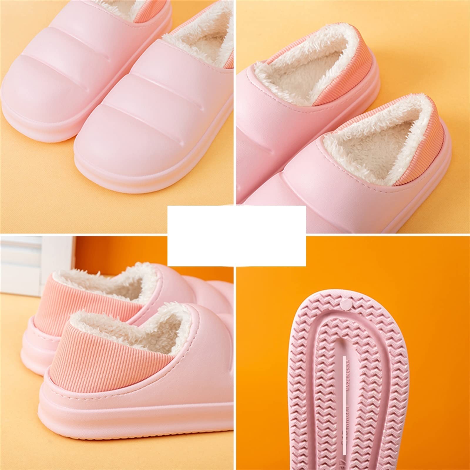 Zapatillas de Mujer Zapatillas de casa para Mujer, Ligeras, Impermeables, Zapatos de Plataforma Suaves de algodón cálido para Exteriores (Color: Rosa, tamaño: 44-45)