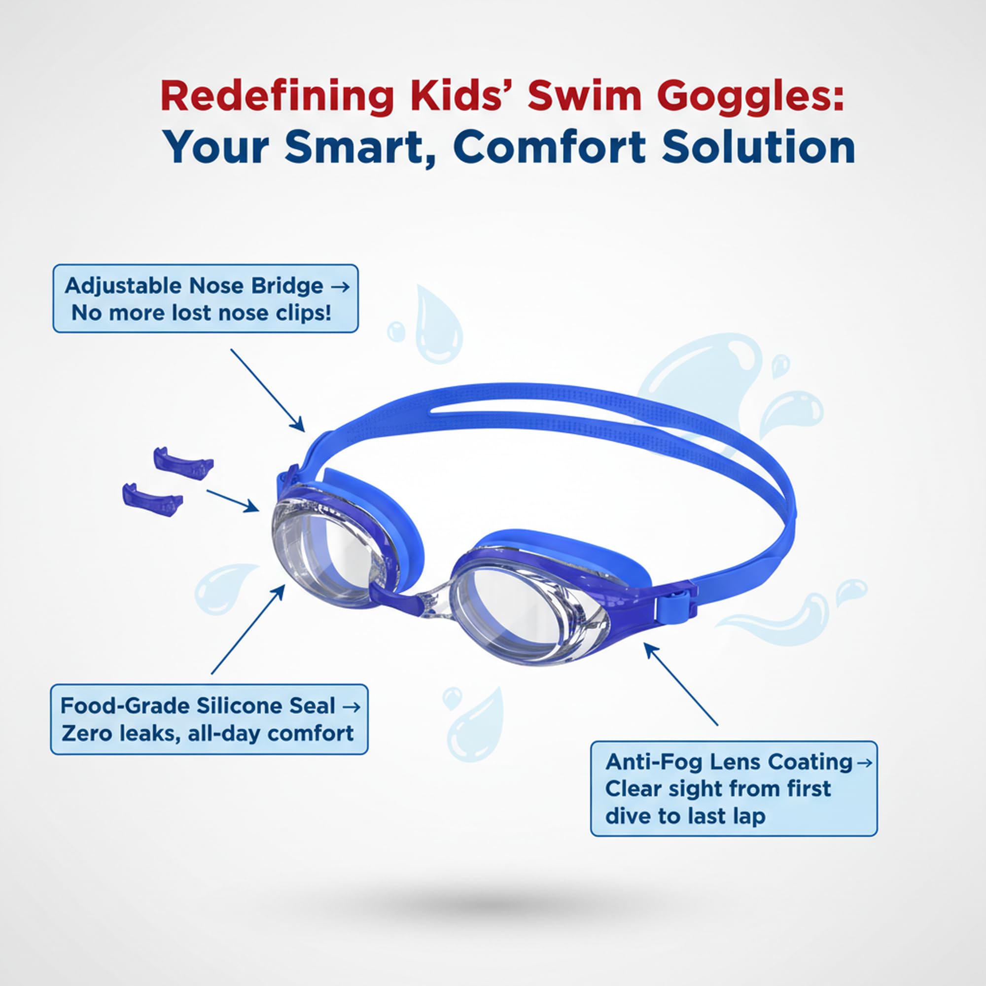 Occhialini Nuoto Bambini, Occhiali Piscina Anti-Appannamento HD, Protezione UV, Regolazione Rapida, Guarnizione in Silicone, Occhialini Piscina Unisex per Bambini dai 3 ai 14 - 2