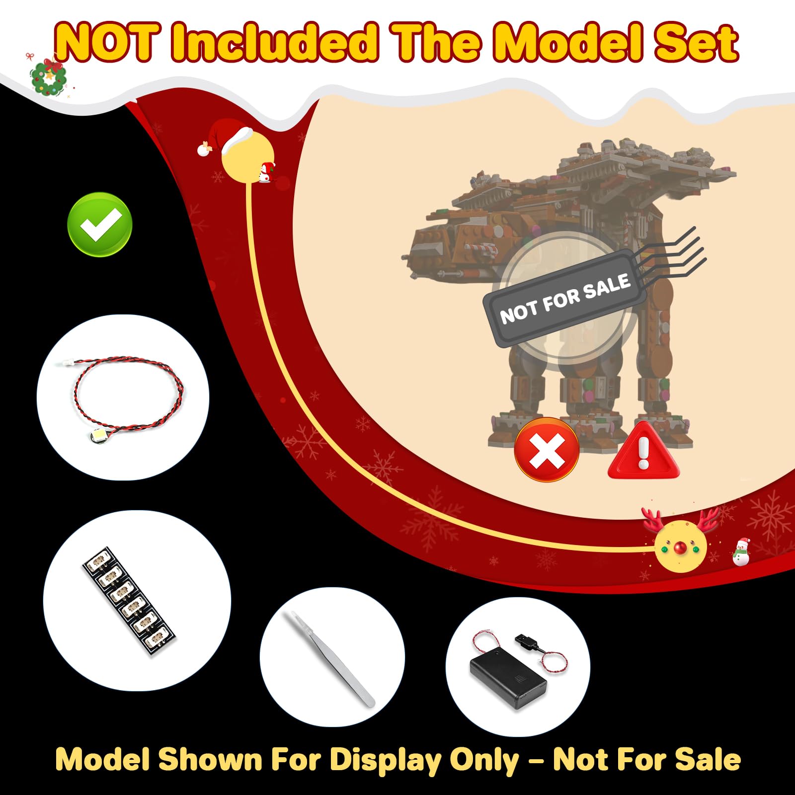 LocoLee Led Light Set Compatible with Lego 40806 Gingerbread AT-AT Walker Led Decoration Lighting Kit Compatible with Lego 40806 Building Blocks Model,Only Lights Set,No Model - Image 2