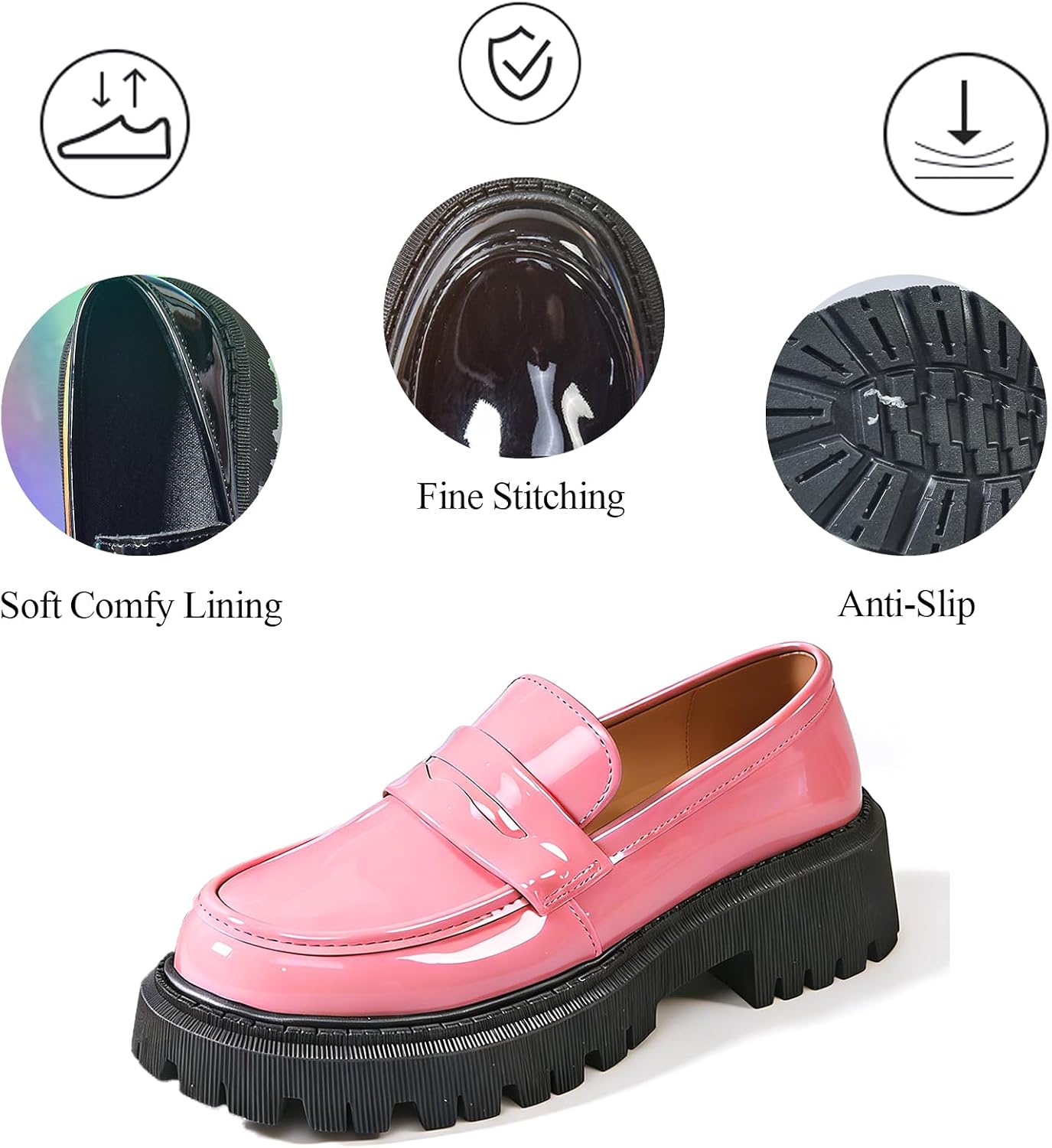 Loafers for Women Platform Comfort Slip On Round Toe Chunky Heel Penny Loafers Business Work Office Daily Casual Dressy