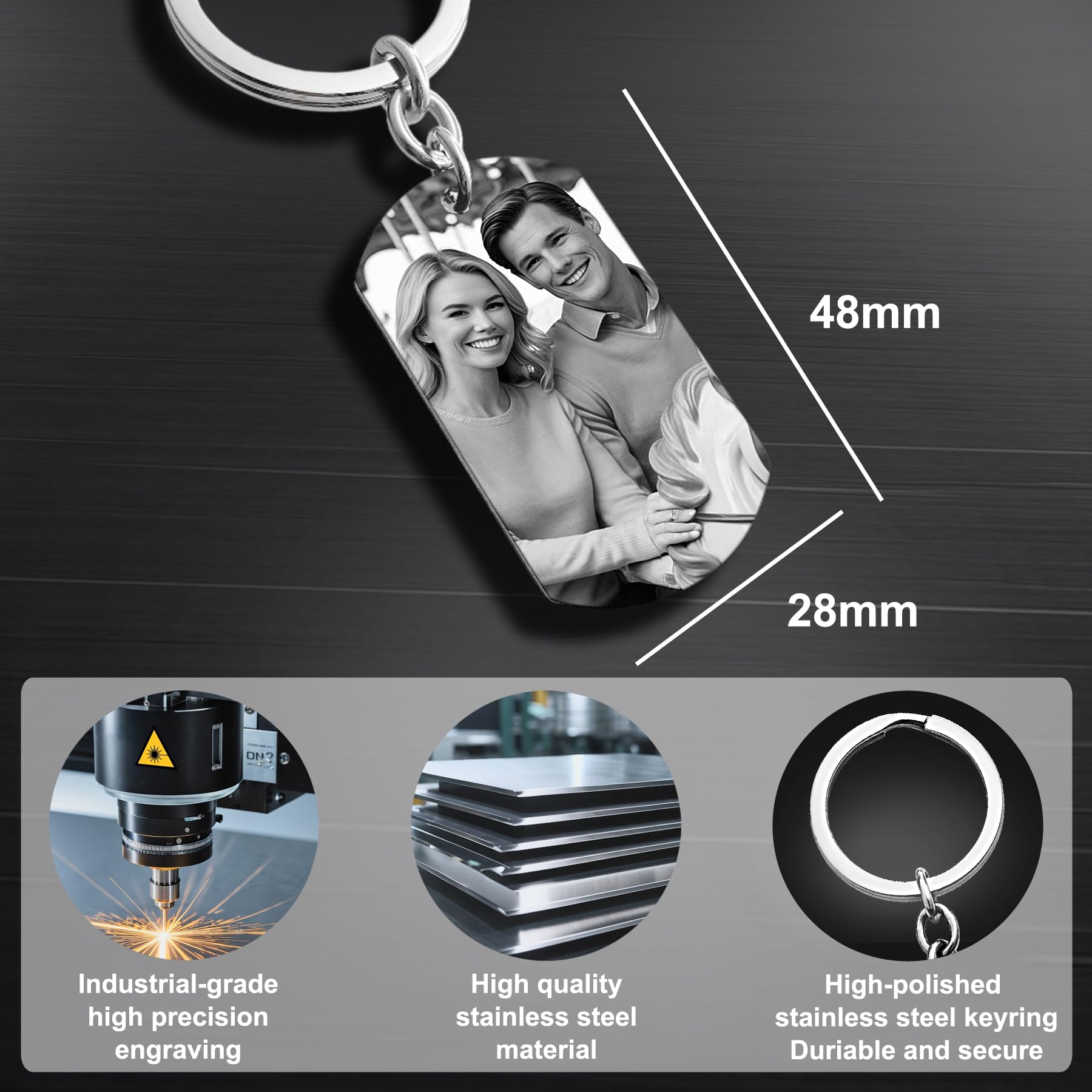 Llavero de Acero Inoxidable, Regalos Personalizados, Llaveros con Grabado Láser Personalizable