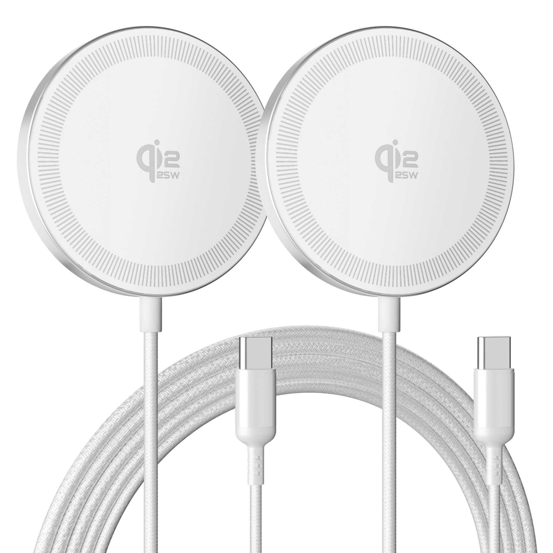 25W Magnetic Wireless Charging Pad: Qi2.2 Qi2 MagSafe Fast Charger for Google Pixel 10 iPhone 17 16 Pro Max 16e 15 14 13 12 AirPods & Samsung Galaxy Series Gift Ideal for Desk & Travel (White, 2Pack)