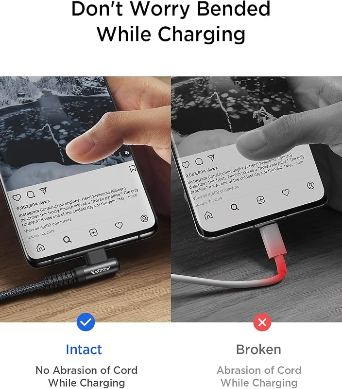 AINOPE USB-C kábel 60W 3m 2 darab fekete gyorstöltéshez