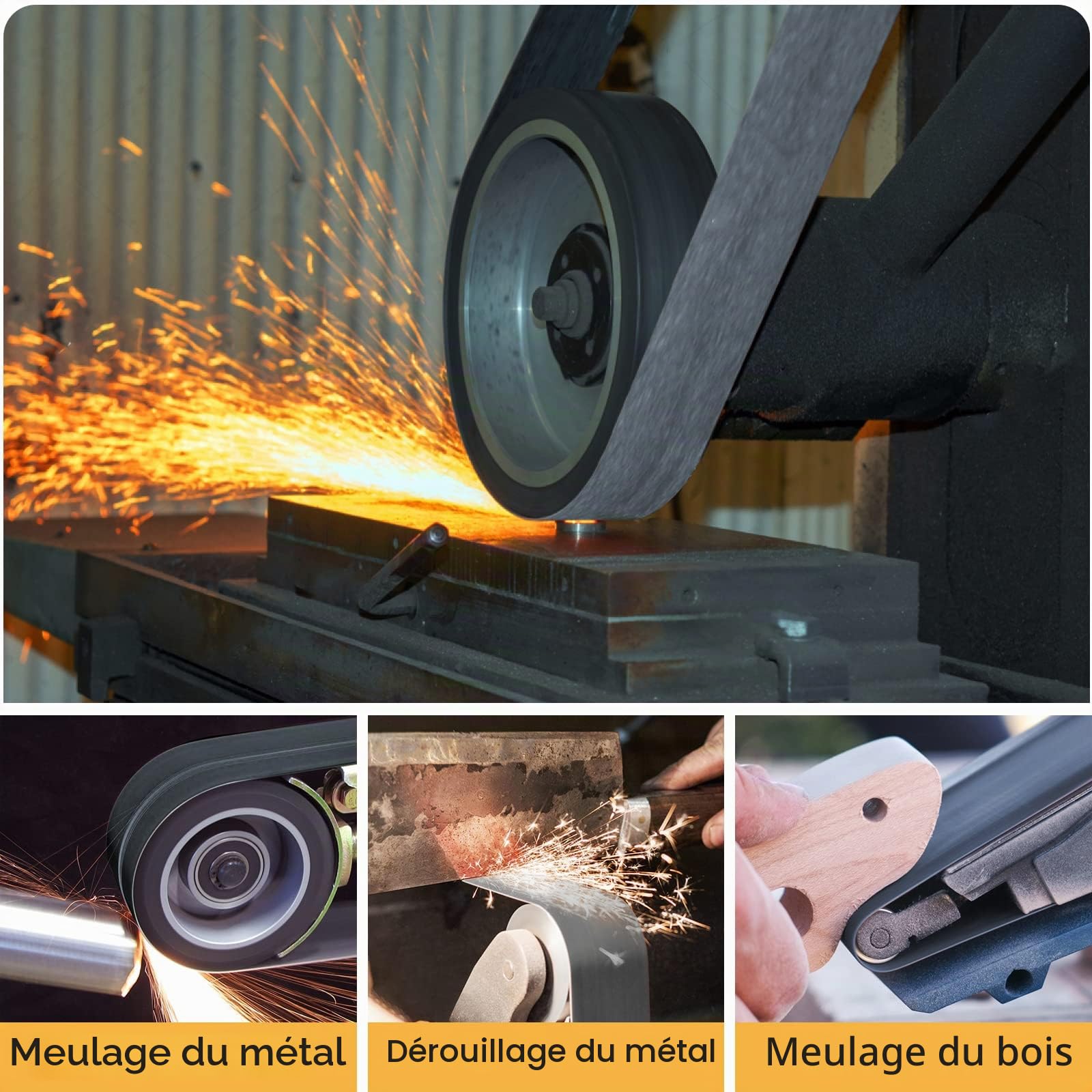 Lot de 6 bandes abrasives 50 x 2000 mm - Grain 60/120/240/400/600/800 - Bandes abrasives en carbure de silicium pour le polissage et l'élimination de la rouille du métal (50 x 2000 mm)