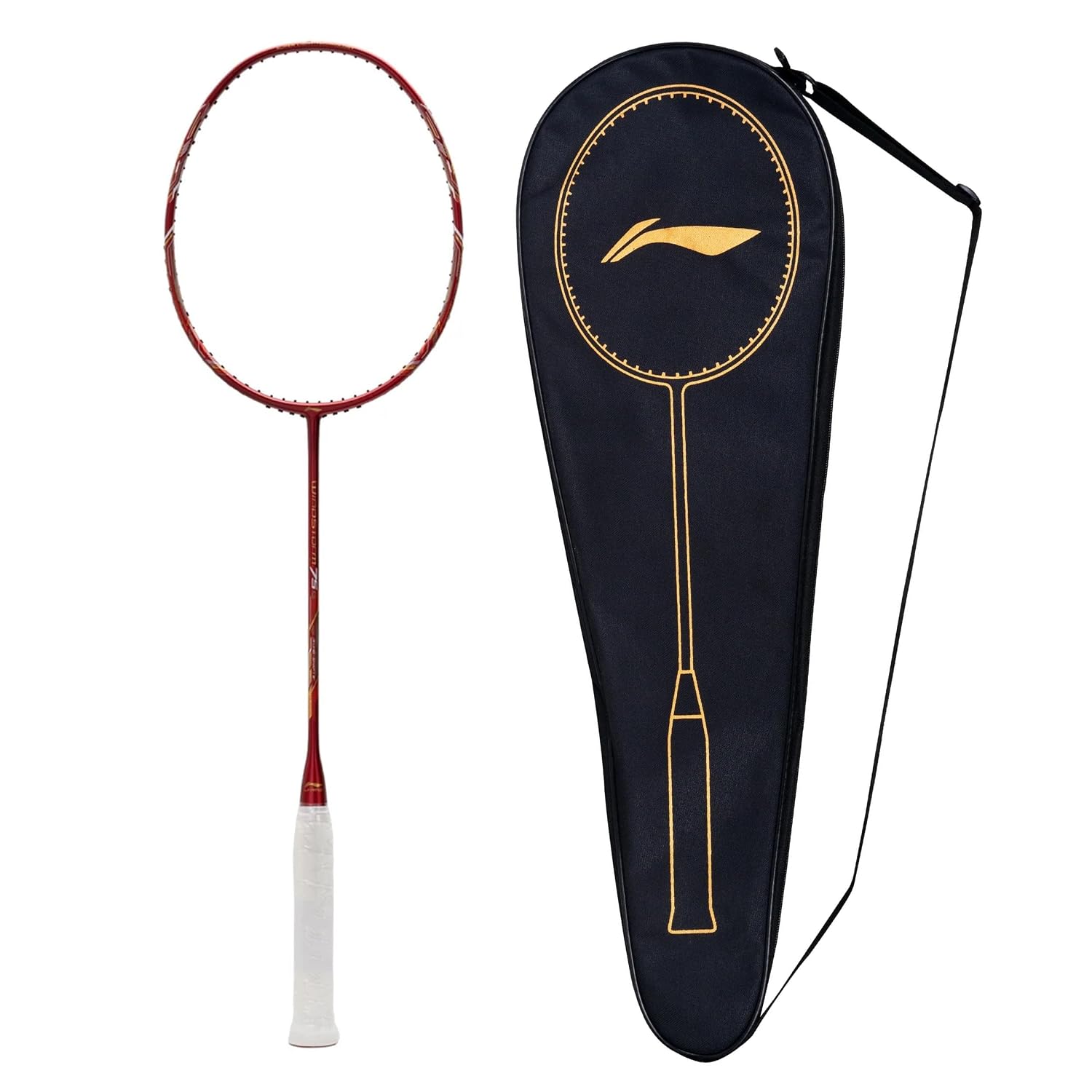 Li-Ning Windstorm 75 S Unstrung Badminton Racquet|G5-75 Grams|Carbon Fiber, Head Heavy|Maximum String Tension - 30lbs | Re