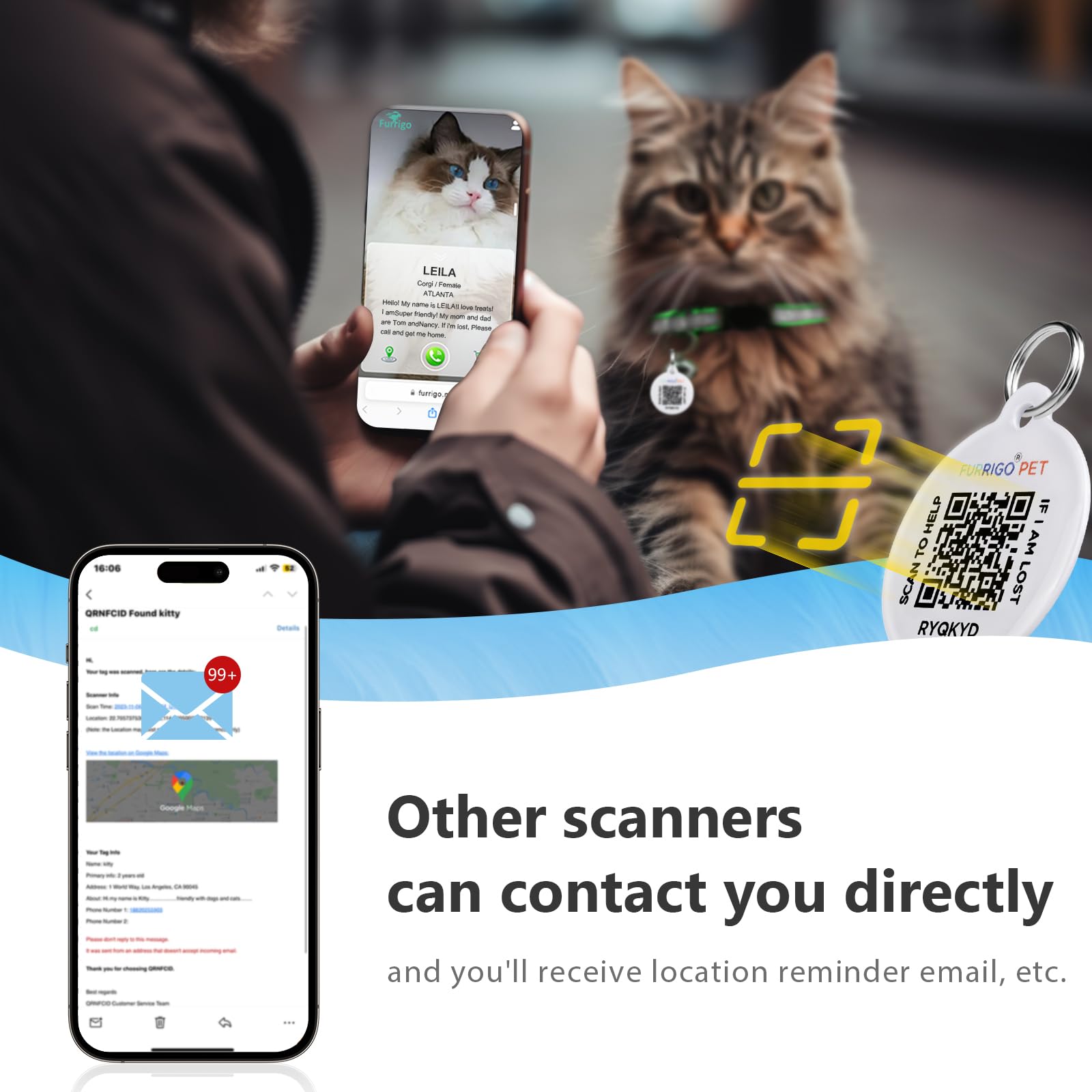 Collar de gato con etiqueta de nombre de código QR, collares reflectantes para gatitos con campana, etiqueta de identificación de gato personalizada, ultra duradero, ajustable, liberación rápida, se