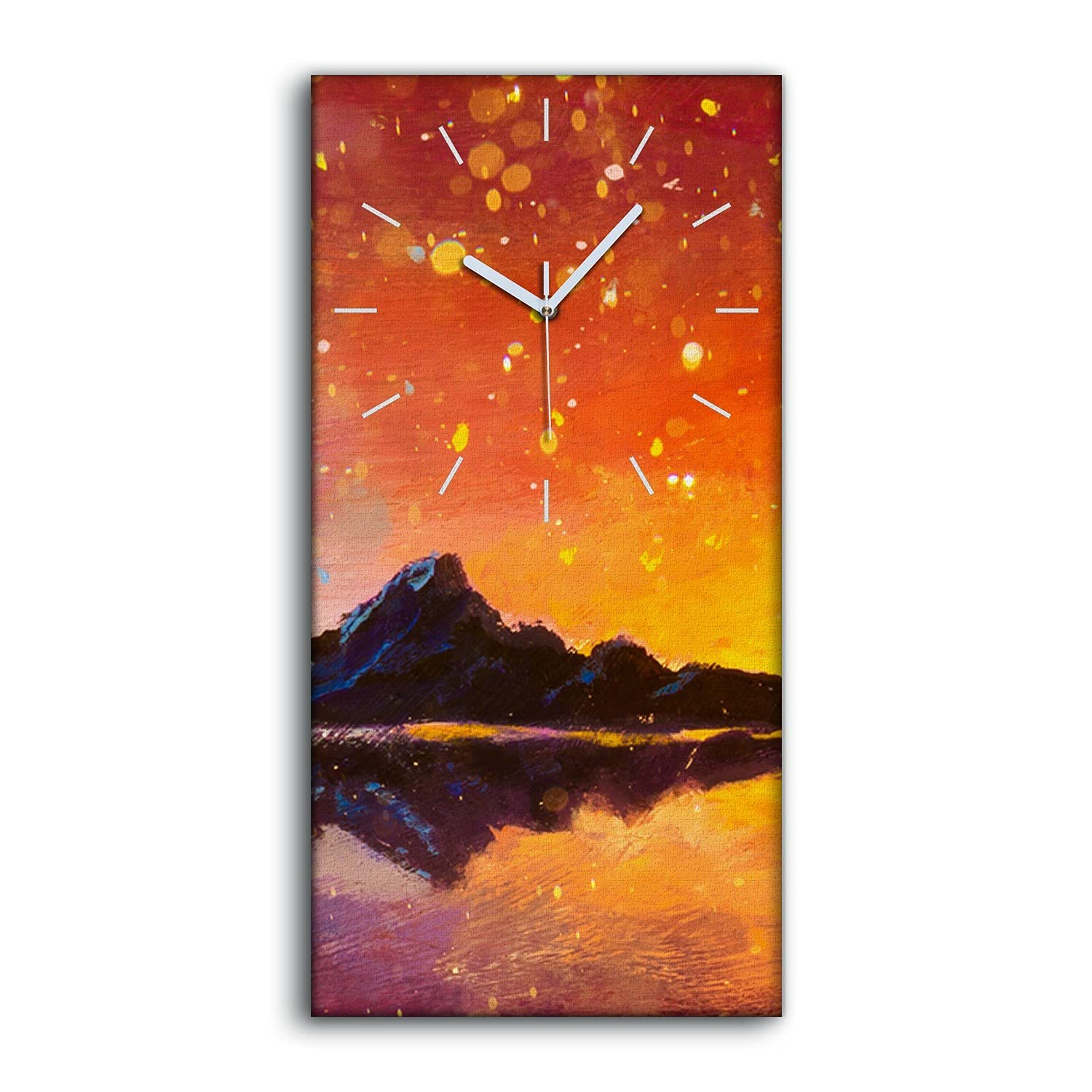 Horloge sur Toile Abstrait de Montagne d'huile 30x60cm Coloray à Mains Blanches