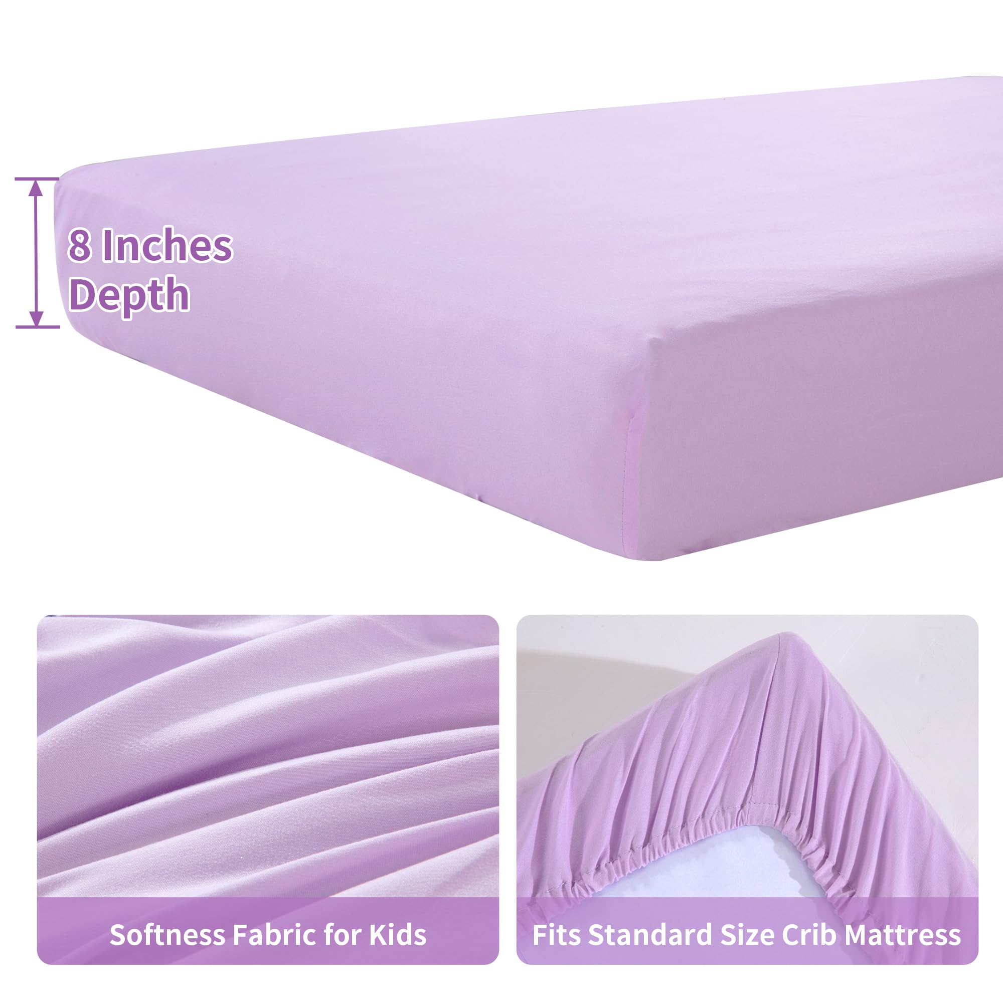 HOMBYS Juego de ropa de cama de princesa púrpura de 4 piezas para niñas y niños, juego de edredón plisado ultra suave con volantes para todas las estaciones