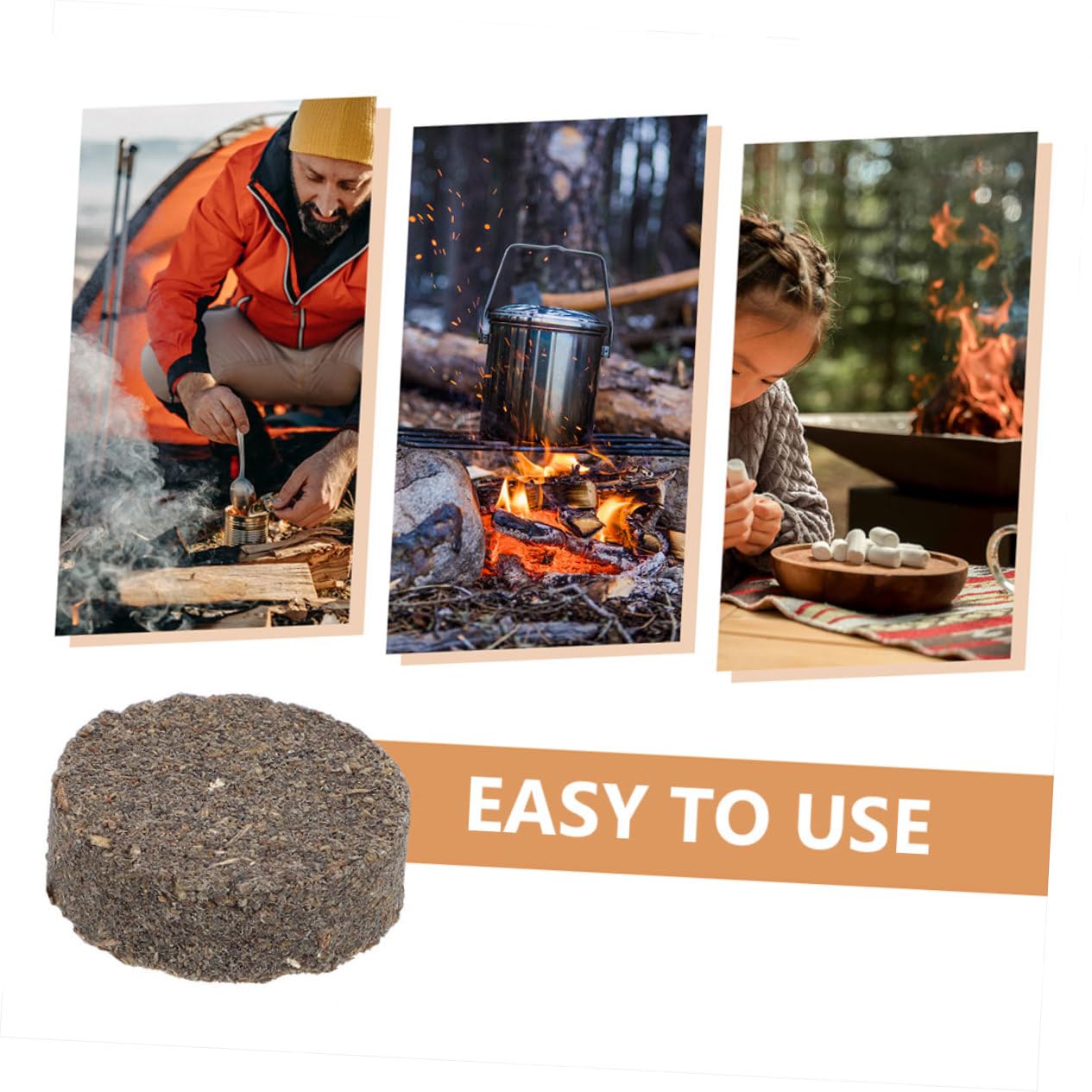 POPETPOP 5sets Camping Firewood Blocks Fast Ignition Starter Logs Outdoor Camping Firelighters Natural Wood Firelighters 20pcs*5