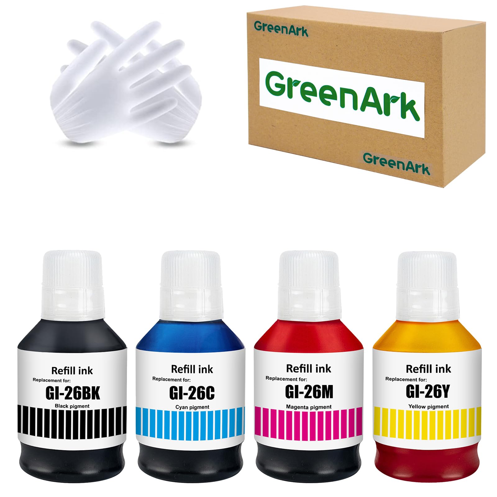 GREENARK GI-26 GI26 Ink Compatible for Canon GI-26 Refill Bottle Ink Replacement for Canon MAXIFY GX3020 GX4020 GX5020 GX5520X GX6020 GX6021 GX7020