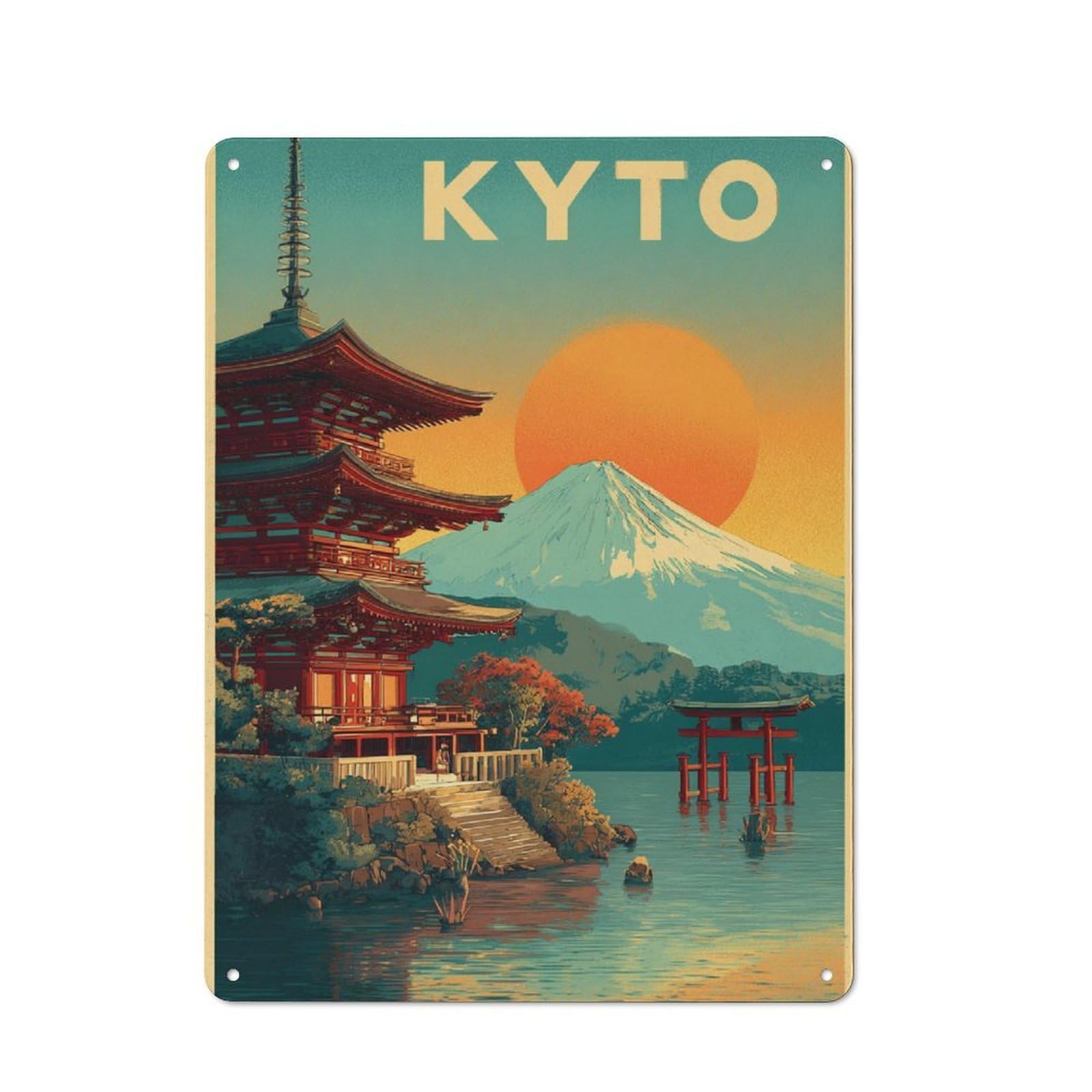 Junmoney Kyoto Serenity-1 Metal Sign 40X30cm With For Hallway Wall, Retro Decor, Suited To New Home Decorators