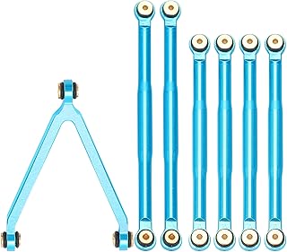 RC Linkage Arm Pull Rod,Durable Aluminum Alloy Linkage Arm Ends Connector for Axial SCX24 90081 1/24 RC Car Upgrade Parts(Blue)
