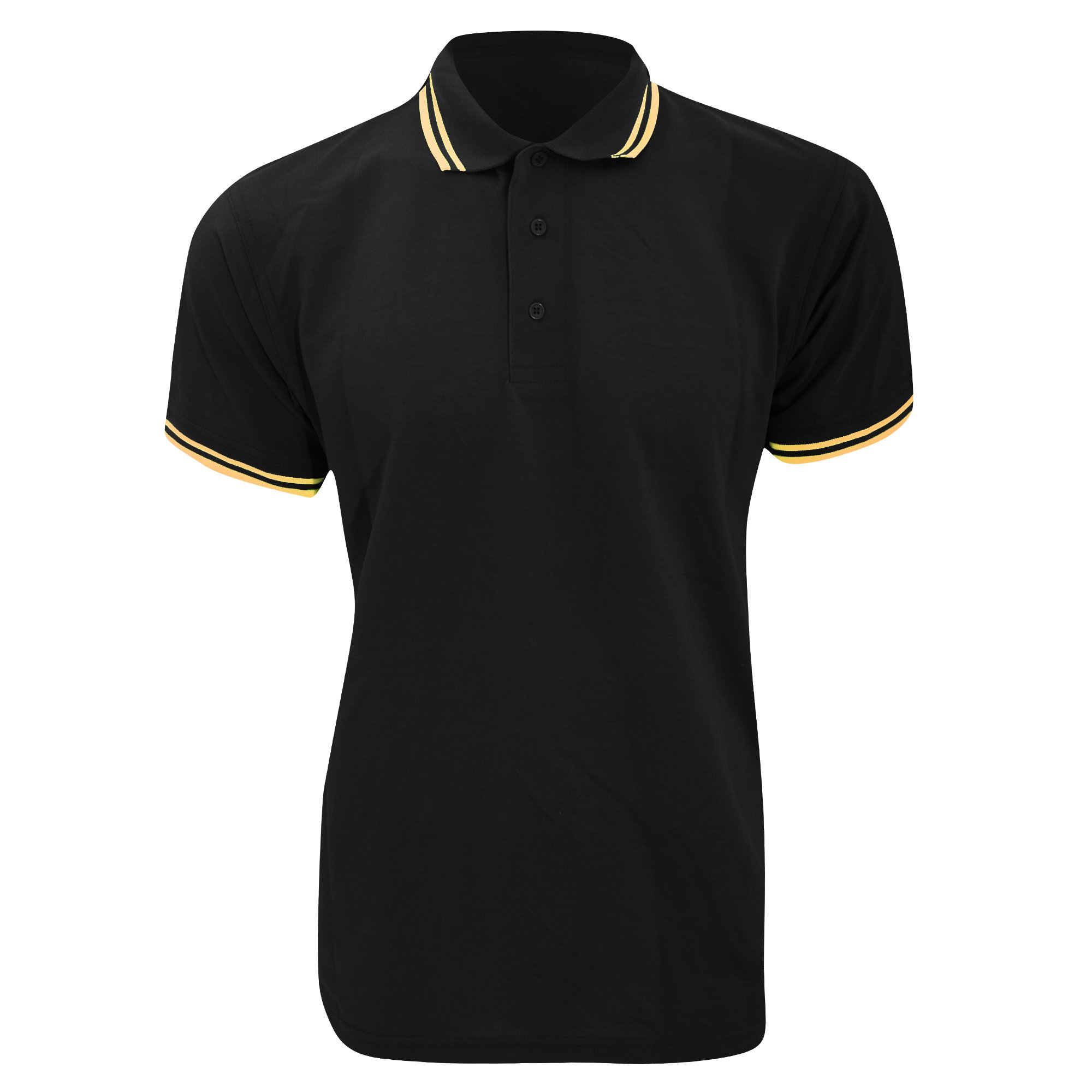 Kustom Kit Tipped Piqué Short Sleeve Polo Shirt - True Black - L