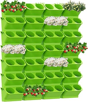 Vertical Wall Planter - Stacking Planters for Outdoor Plants, Self-Watering Wall-Mounted Planter for Indoor/Outdoor Use, Plant Flower Pot Holder for Green Herb Decor