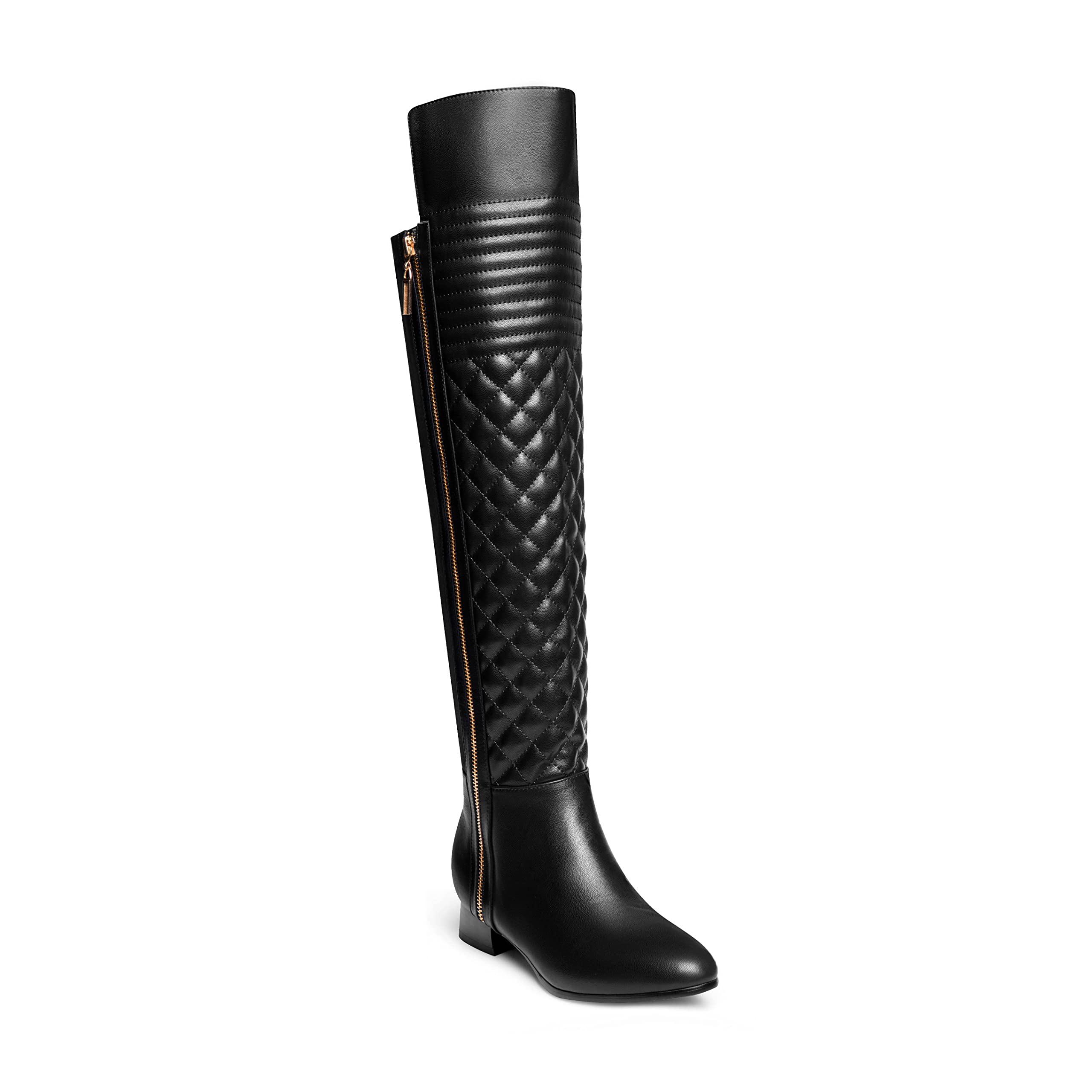 ANN CREEK Womens Miller Fashion Design Quilt Front Stretch Rear Shaft Over The Knee Boots