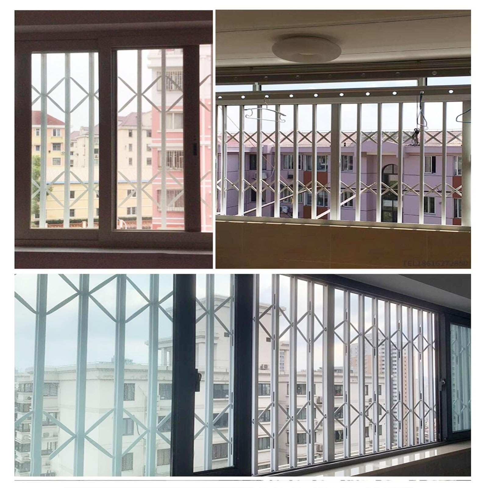 Protector de barras deslizantes horizontales plegables para ventana, parrilla de seguridad segura para el hogar para niños y prevención de robos (100 x 110 cm), valla duradera para ventana al aire
