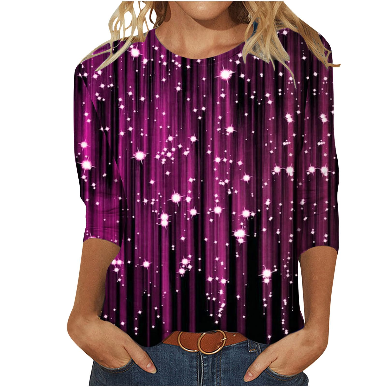 Col Rond Pull Femme Paillettes Top Paillette Femme à Paillettes