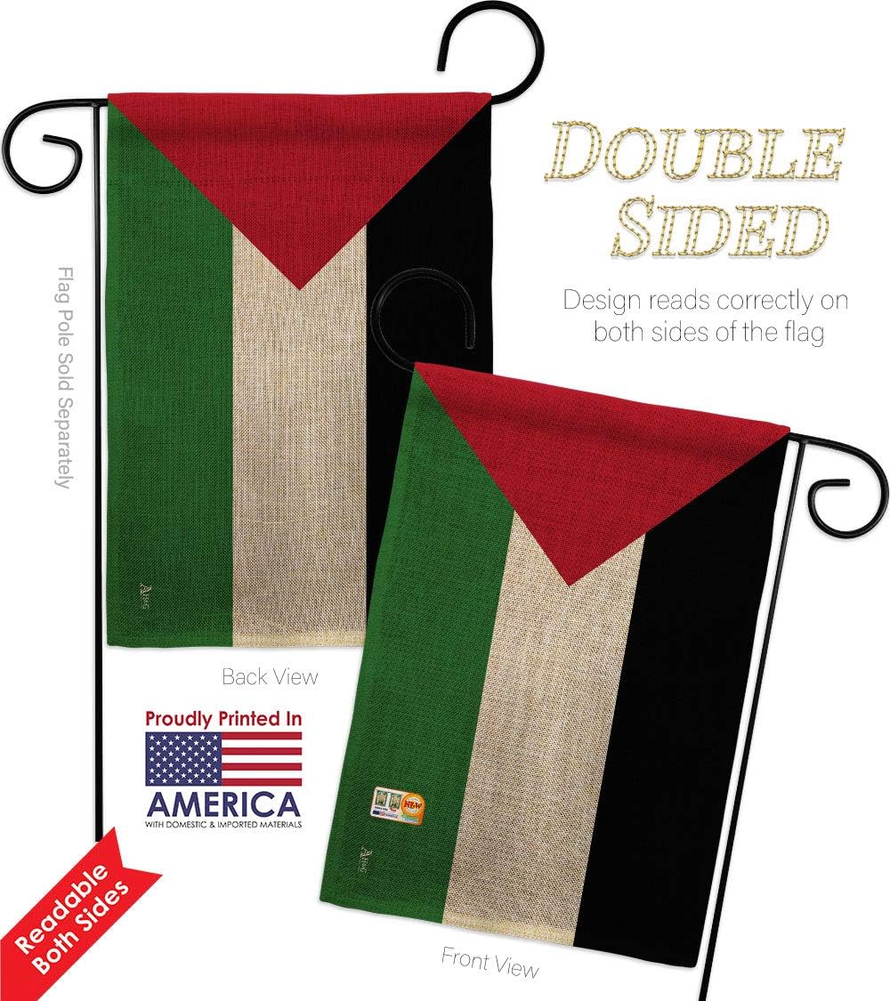 Palestine Garden Flags 2pcs Pack Regional Nationality Nation International World Country Particular Area Small Decorative Gift Yard House Banner Double-Sided Made In USA 13 X 18.5