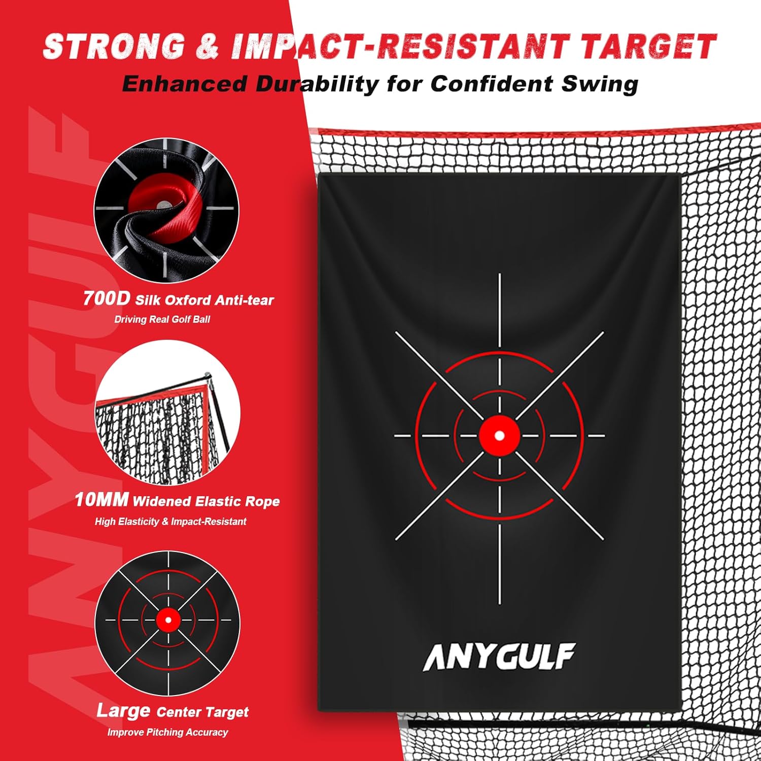 Pro Golf Net, 10x7ft Heavy Duty Golf Practice Net with Mat, Outdoor Indoor Hitting Nets with Noise Reduce Silk Target for Backyard Driving Chipping/Garage Training, Christmas Gifts for Men Boys - Image 4