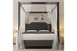 Upholstered Wood Canopy Bed Frame: A Royal Retreat for Your Slumber