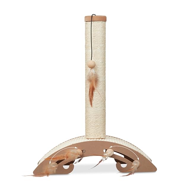 Foto 7 de 8 de Relaxdays Poste Rascador para Gatos con Base Arco Sisal, 52 x 42 x 22 cm, Árbol Mininos con Juguetes, Hogar