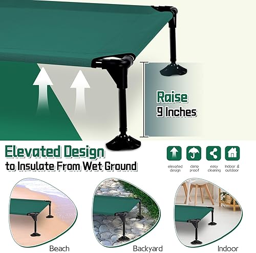 Miniatura 5 de Cama elevada para perros al aire libre con toldo y patas ajustables, sombra más grande para campamento, patio trasero y patio