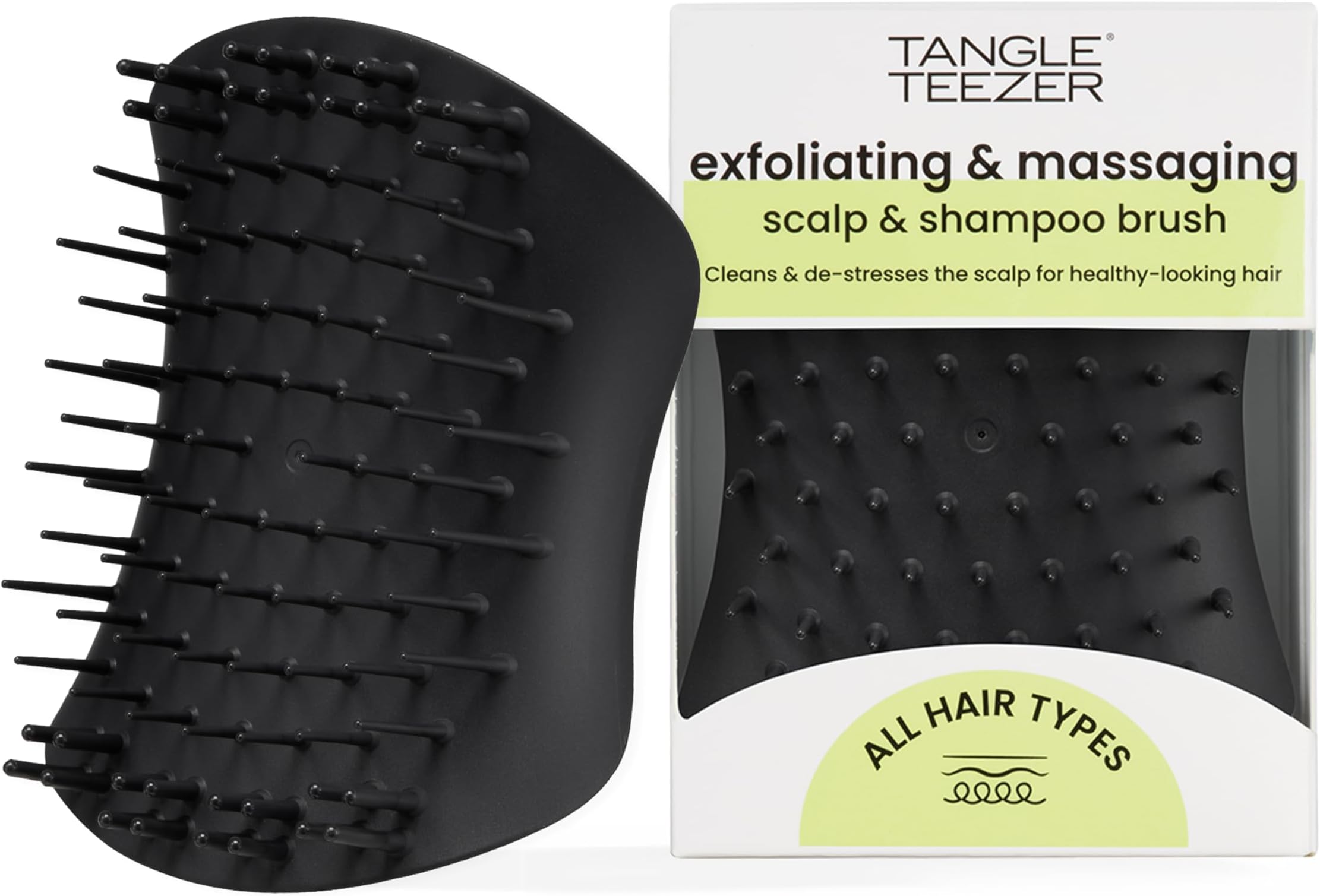 The Scalp Exfoliator & Massager - Perfect for Hair Treatment & Scalp Detox - Removes Dirt & Dead Skin Cells - Use in Shower or with Hair Oil - Onyx Black