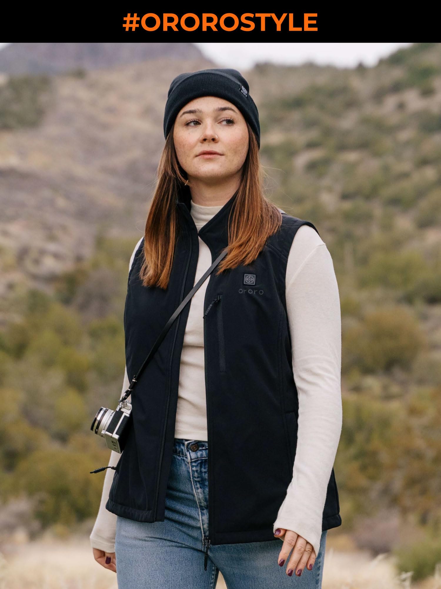 ORORO Beheizte Softshell-Weste für Damen, mit Powerbank, leichte Softshell-Weste für Damen