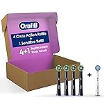 Oral-B CrossAction Electric Toothbrush Replacement Brush Heads, Black, 4 Count + 1 Sensitive White
